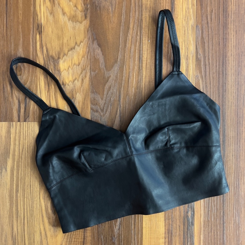 Faux leather top